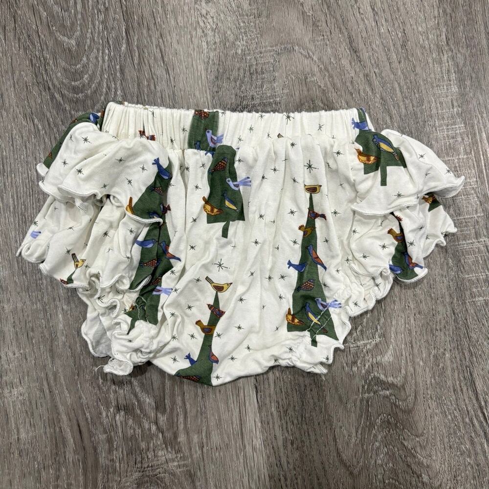 Kate Quinn Bamboo Ruffle Christmas Bloomers 6-12 months EUC